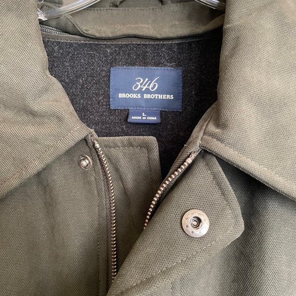 Men’s Brooks Brothers 346 Loden Green Barn Coat with removable lining, New - Picture 2 of 5